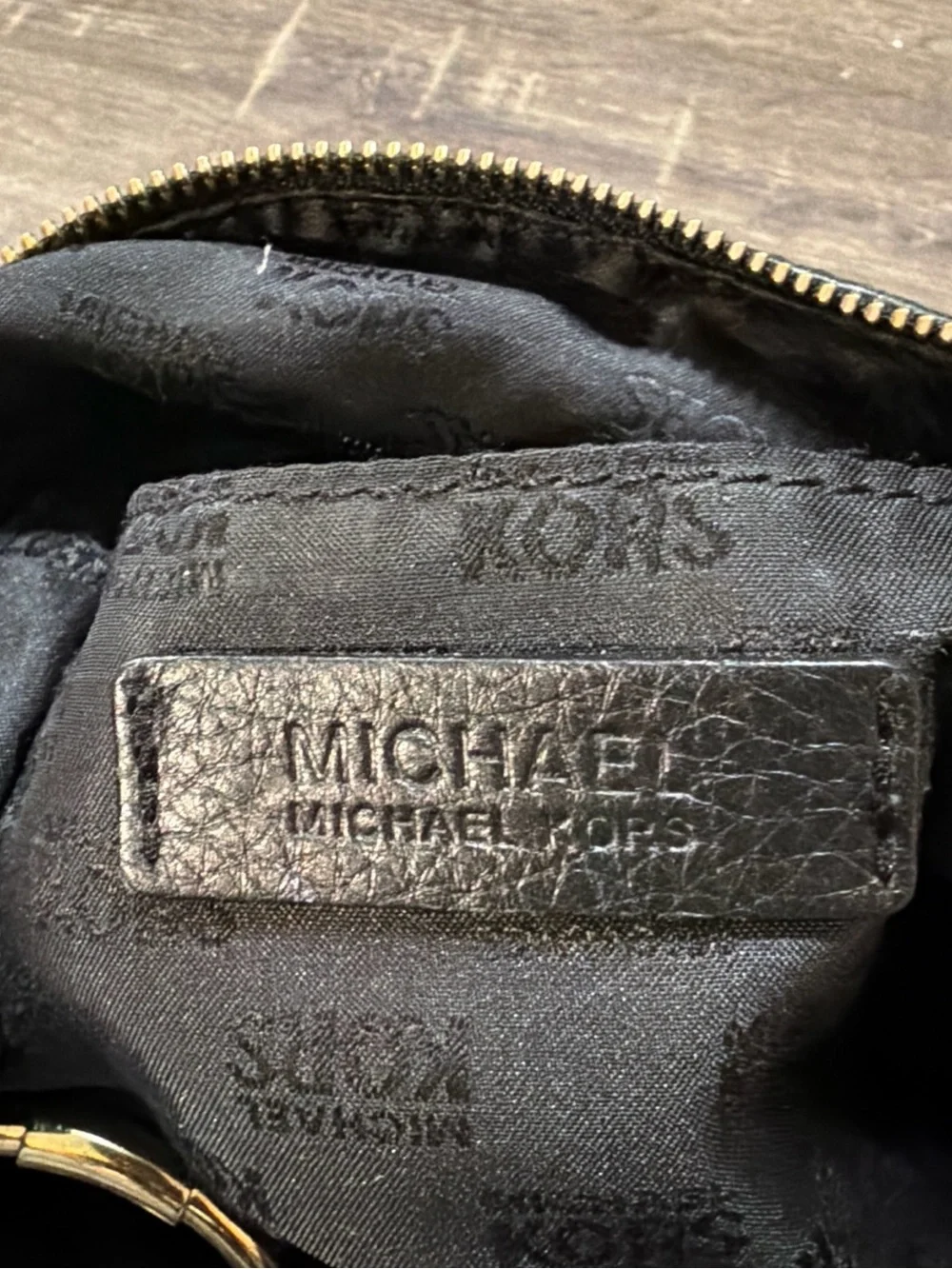 Michael Kors Black Pebbled Leather Hobo Bag MK Logo Shoulder Purse
